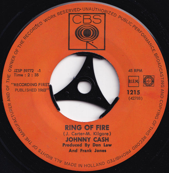 Johnny Cash : Ring Of Fire (7", Single)