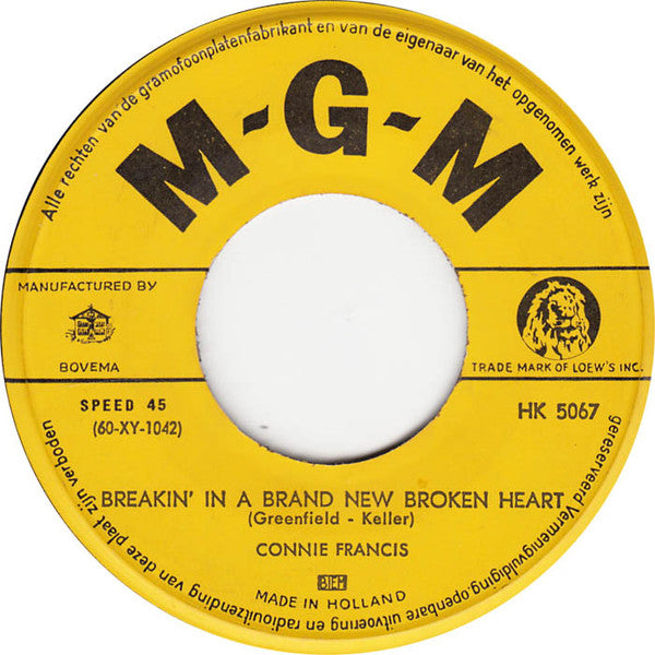 Connie Francis : Breakin' In A Brand New Broken Heart (7", Single)