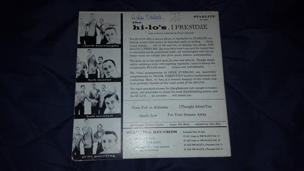 The Hi-Lo's With Frank Comstock And His Orchestra : The Hi-Lo's, I Presume (7", EP)