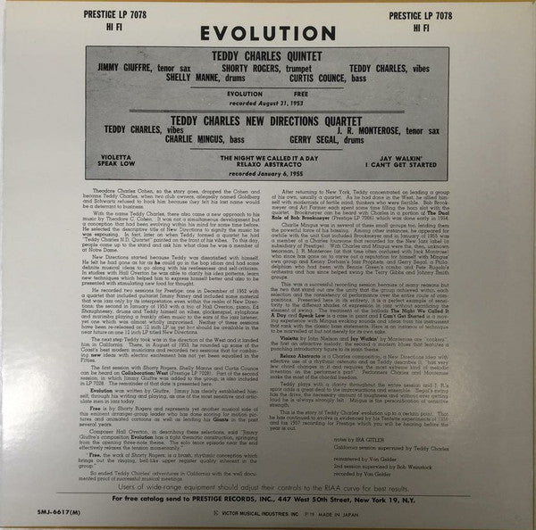 Teddy Charles, Shorty Rogers, Jimmy Giuffre, Charles Mingus, Shelly Manne : Evolution (LP, Comp, Mono, RE, RM)