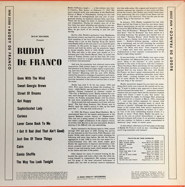 Buddy DeFranco : Buddy DeFranco (LP, Album, Comp, Mono)