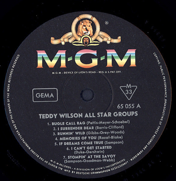 Teddy Wilson : Teddy Wilson All Star Groups (LP, Comp, Mono)