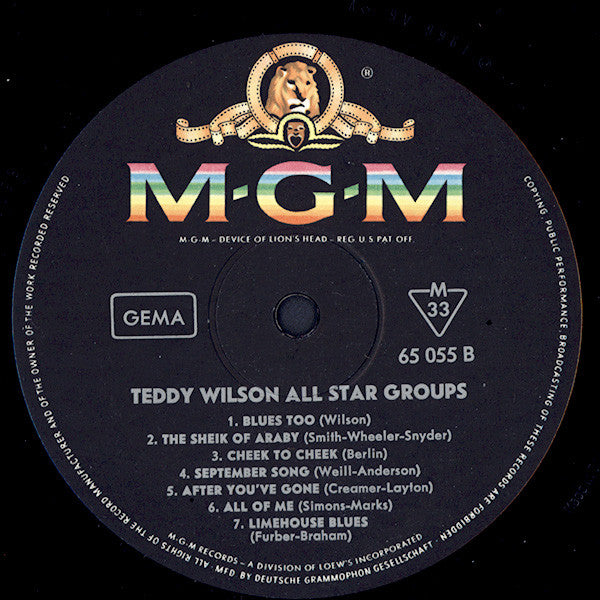 Teddy Wilson : Teddy Wilson All Star Groups (LP, Comp, Mono)