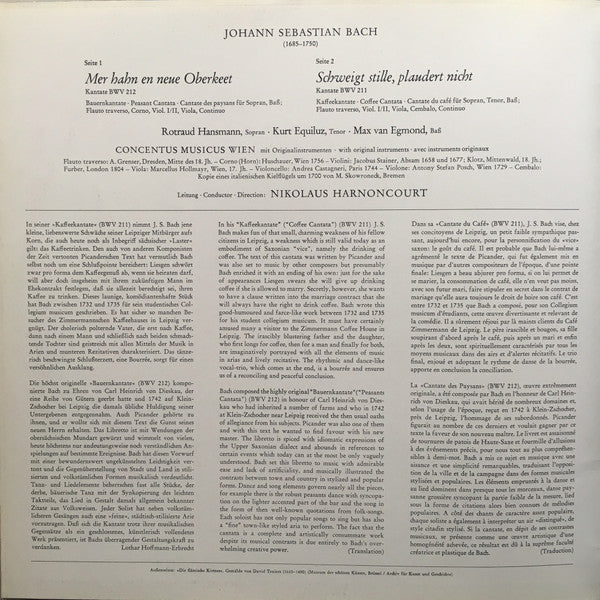 Johann Sebastian Bach - Concentus Musicus Wien, Nikolaus Harnoncourt : Bauern-Kantate, Kaffee-Kantate (LP, Album, RE, Gat)