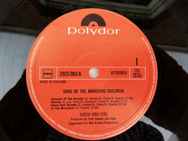 Earth And Fire : Song Of The Marching Children (LP, Album, RP, Gat)