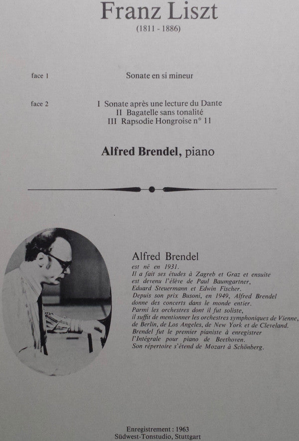 Franz Liszt, Alfred Brendel : Sonate En Si Mineur (LP)