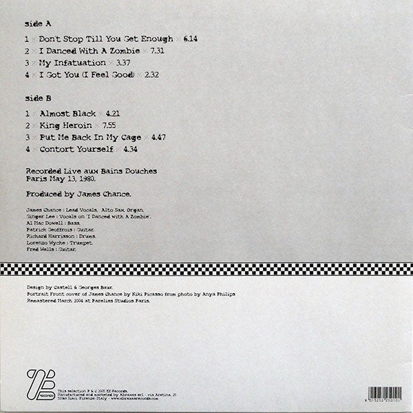 James Chance & The Contortions : Live Aux Bains Douches (LP, Album, RE)
