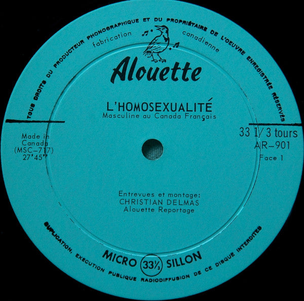 Christian Delmas : L'Homosexualité Masculine Au Canada Français (LP, Mono)