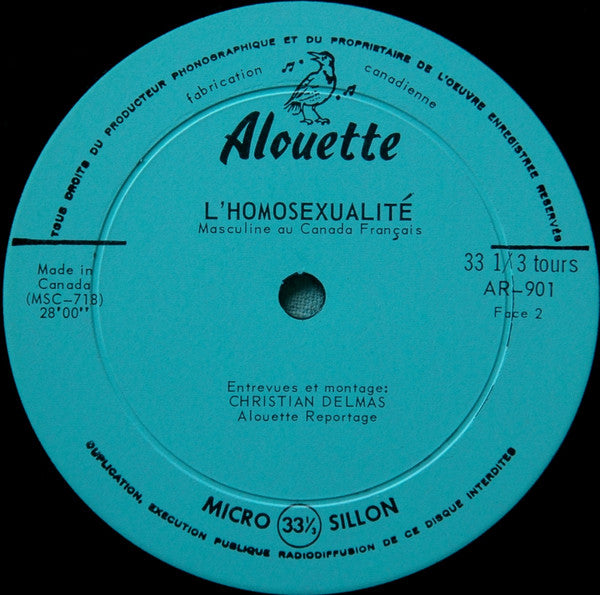 Christian Delmas : L'Homosexualité Masculine Au Canada Français (LP, Mono)
