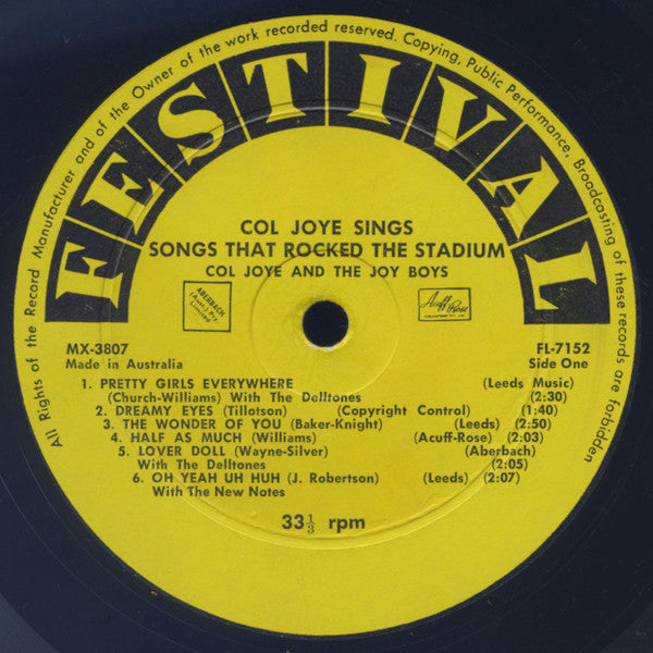 Col Joye : Songs That Rocked The Stadium (LP, Album, Mono)