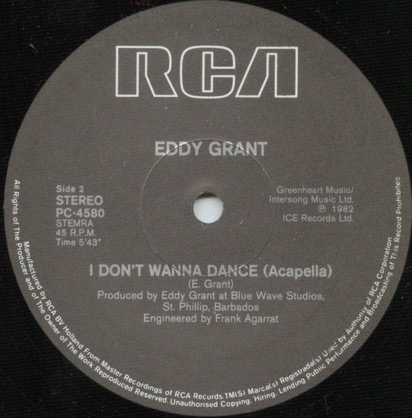 Eddy Grant : I Don't Wanna Dance (12")