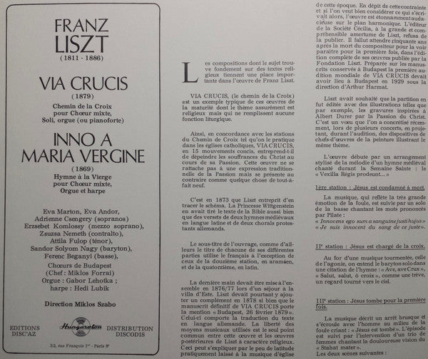 Franz Liszt - Budapesti Kórus Direction  Szabó Miklós : Via Crucis (LP)