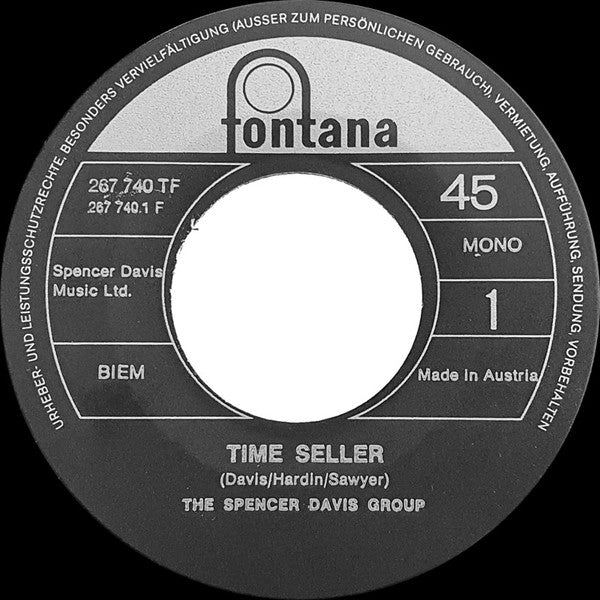 The Spencer Davis Group : Time Seller (7", Single, Mono, Pap)