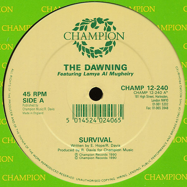 The Dawning Featuring Lamya Al Mugheiry* : Survival (12")