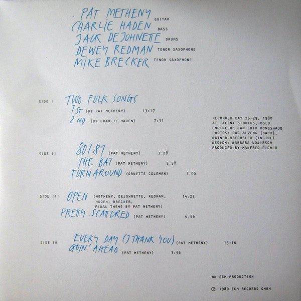 Pat Metheny, Charlie Haden, Jack DeJohnette, Dewey Redman, Mike Brecker* : 80/81 (2xLP, Album)