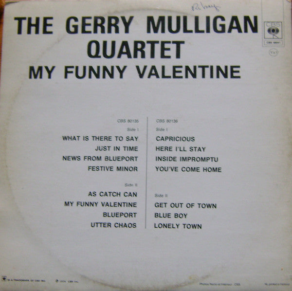 Gerry Mulligan Quartet : My Funny Valentine 1958-1962 (2xLP, Comp, RE)