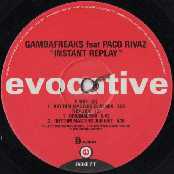 Gambafreaks Feat Paco Rivaz : Instant Replay (12", Single)