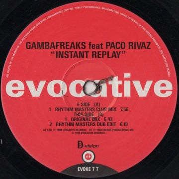Gambafreaks Feat Paco Rivaz : Instant Replay (12", Single)