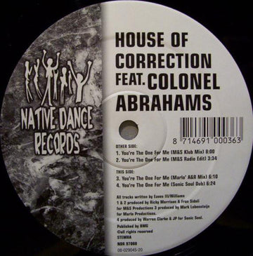 House Of Correction Feat. Colonel Abrams : You're The One For Me (12")