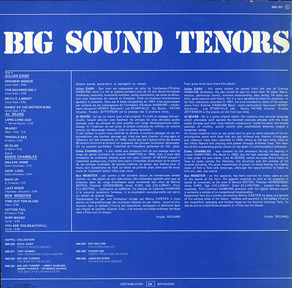 Julian Dash, Al Sears, Eddie Chamblee, Ben Webster : Big Sound Tenors (LP, Comp)