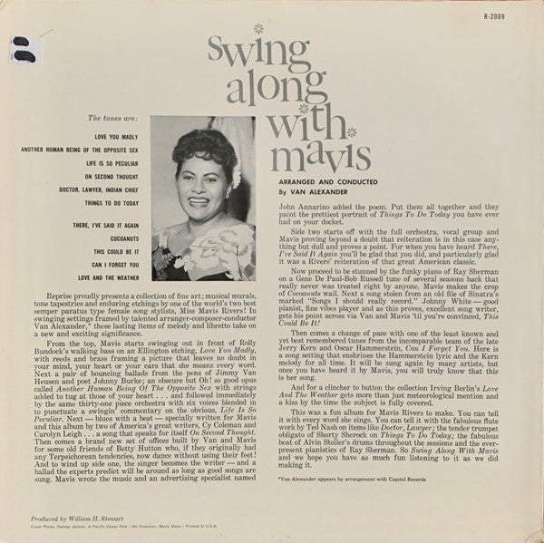 Mavis Rivers : Swing Along With Mavis (LP, Album, Mono)