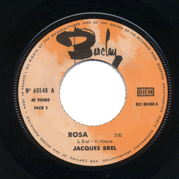 Jacques Brel : Rosa / De Nuttelozen Van De Nacht (7", Single)