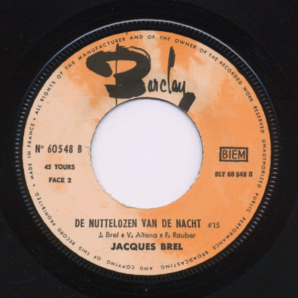 Jacques Brel : Rosa / De Nuttelozen Van De Nacht (7", Single)