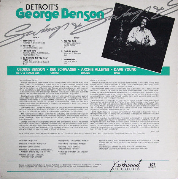 George Benson (2) : Detroit's George Benson Swings & Swings & Swings (LP, Album)