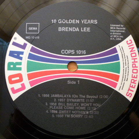 Brenda Lee : 10 Golden Years (LP, Comp, RE)