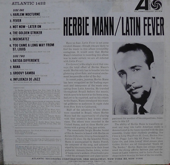Herbie Mann : Latin Fever (LP, Album, Promo)