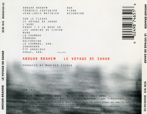 Anouar Brahem : Le Voyage De Sahar (CD, Album)
