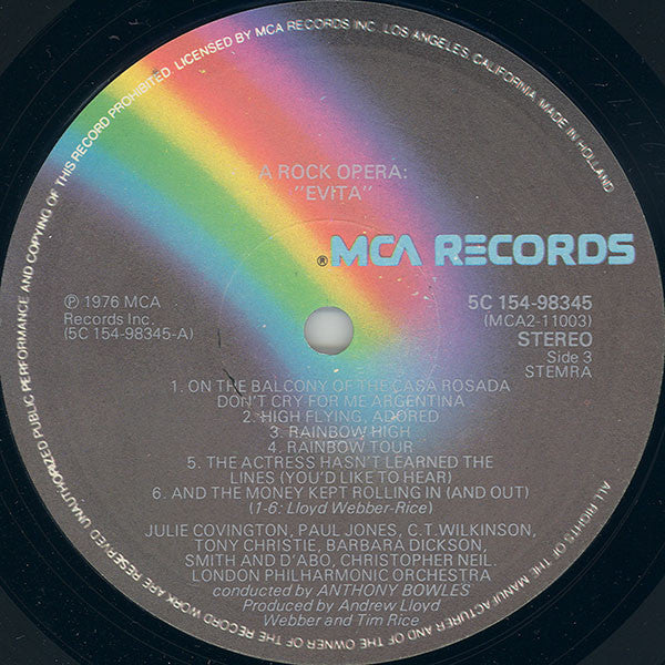 Andrew Lloyd Webber And Tim Rice : Evita (2xLP, Album, Gat)