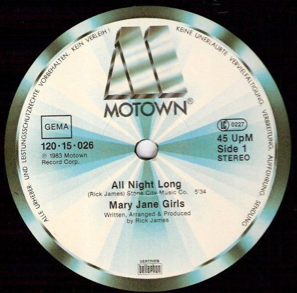 Mary Jane Girls : All Night Long (12", Single)