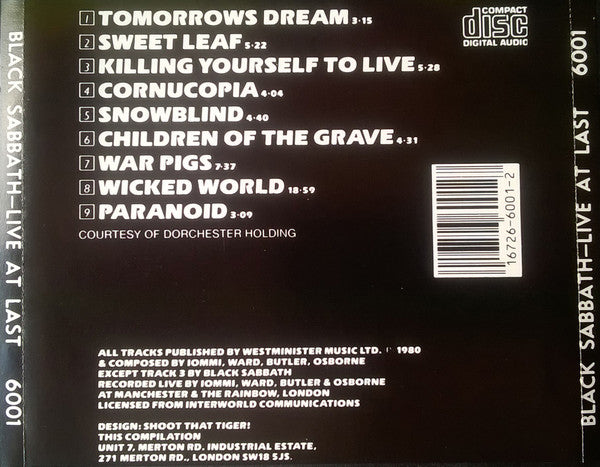 Black Sabbath : Live At Last (CD, Album, RE)
