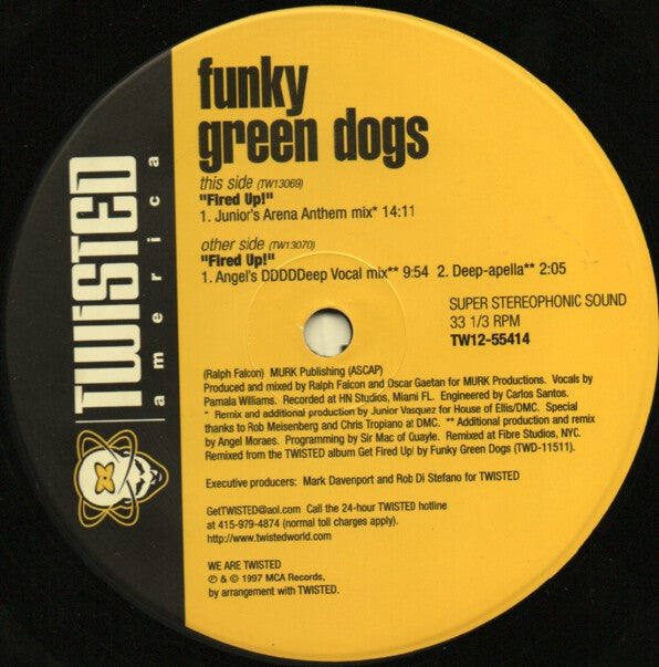 Funky Green Dogs : Fired Up! (Junior Vasquez & Angel Moraes Remixes) (12")