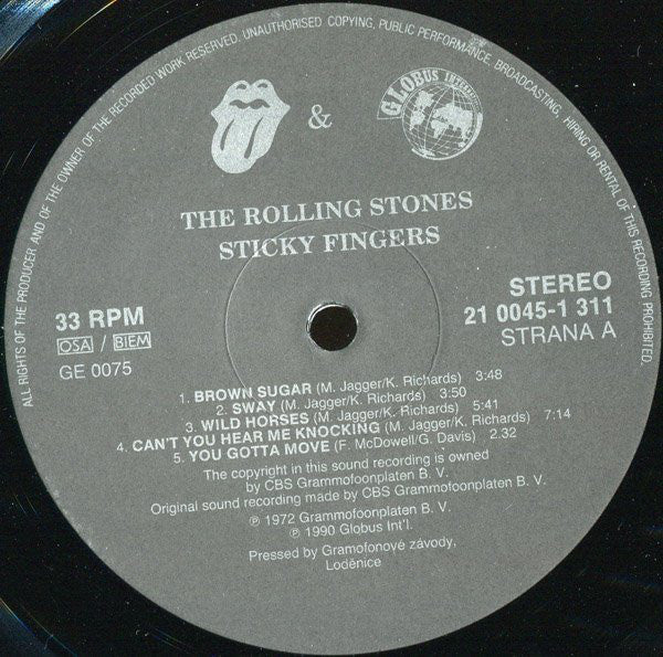 The Rolling Stones : Sticky Fingers (LP, Album, RE)
