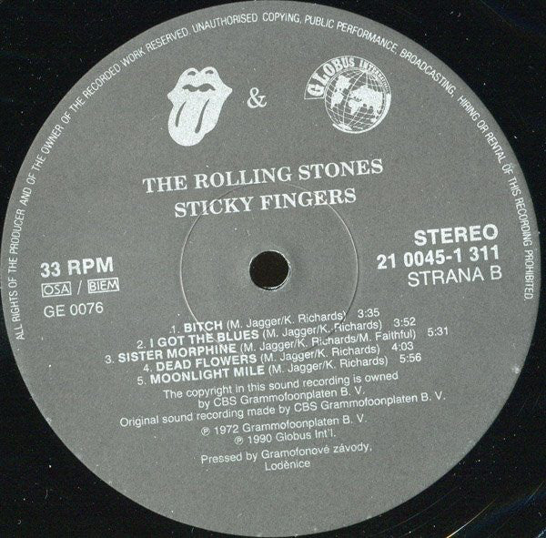 The Rolling Stones : Sticky Fingers (LP, Album, RE)