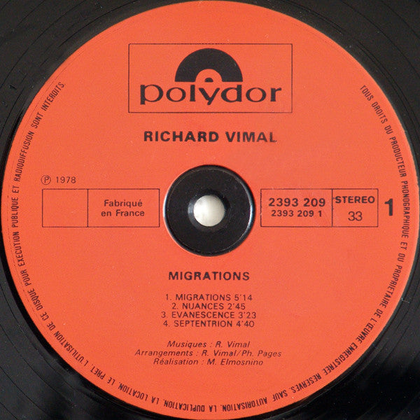 Richard Vimal : Migrations (LP, Album, RE, POL)