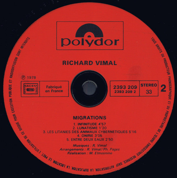 Richard Vimal : Migrations (LP, Album, RE, POL)