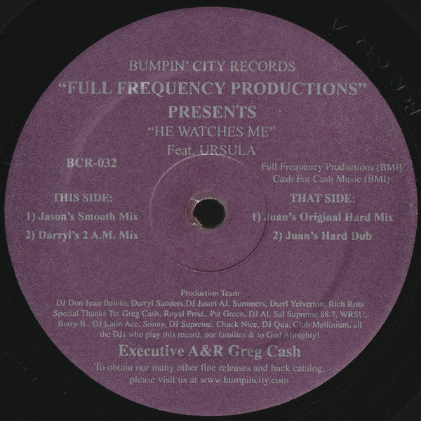 Full Frequency Productions Presents Ursula : He Watches Me (12")