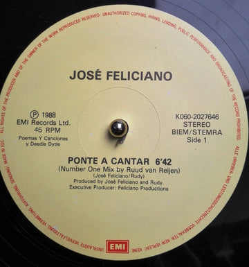 José Feliciano : Ponte A Cantar (12", Single)