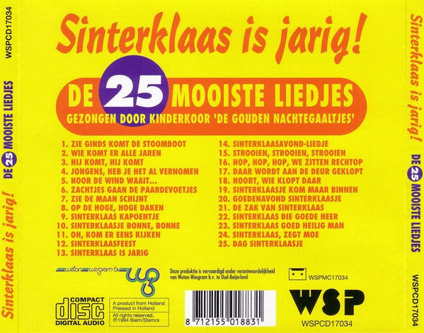 De Gouden Nachtegaaltjes : Sinterklaas Is Jarig! (CD, RE)