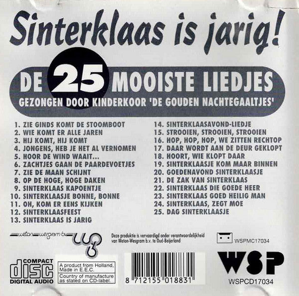 De Gouden Nachtegaaltjes : Sinterklaas Is Jarig! (CD, RE)