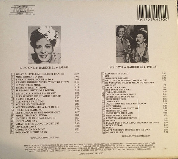 Billie Holiday : The Legendary Masters Unissued Or Rare 1935-58 (2xCD, Comp)