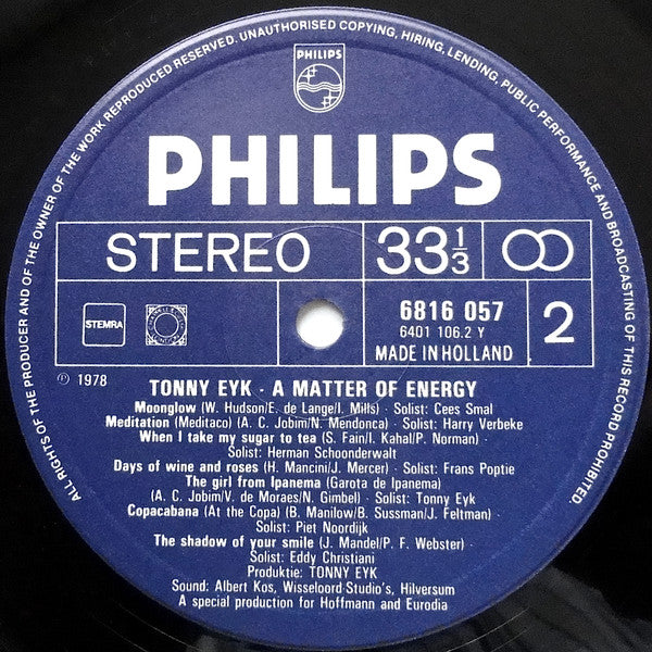 Tonny Eyk : A Matter Of Energy (LP, Album)