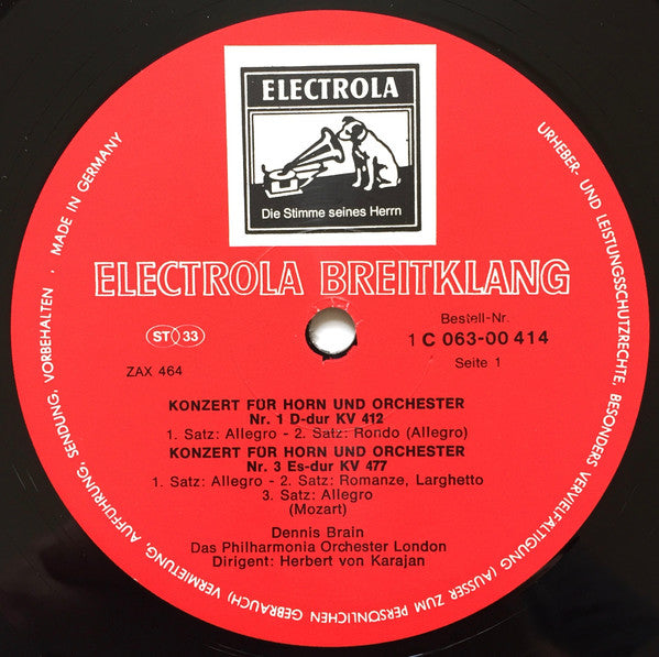 Wolfgang Amadeus Mozart, Dennis Brain, Philharmonia Orchester London*, Herbert von Karajan : Konzerte Für Horn Und Orchester Nr. 1-4, KV 412 ∙ KV 417 ∙ KV 447 ∙ KV 495 (LP)