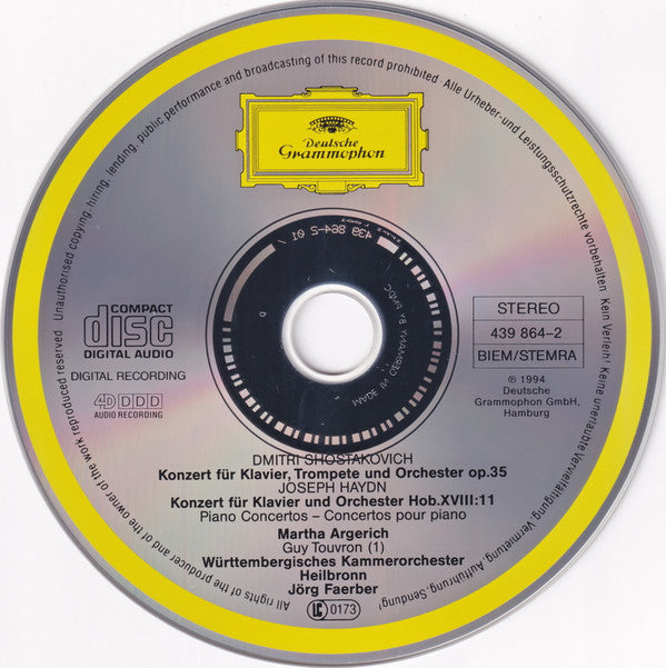 Martha Argerich, Dmitri Shostakovich, Joseph Haydn, Württembergisches Kammerorchester, Jörg Faerber : Piano Concerto No. 1; Piano Concerto No. 11 (CD, Album, PMD)