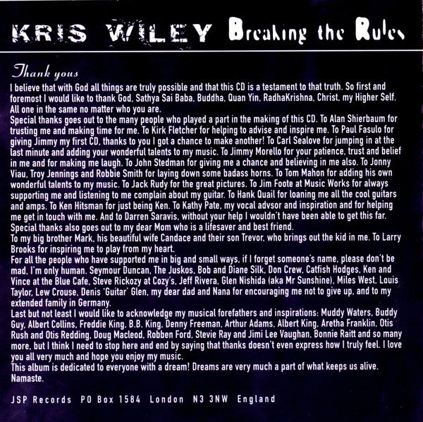 Kris Wiley : Breaking The Rules (CD, Album, Promo)