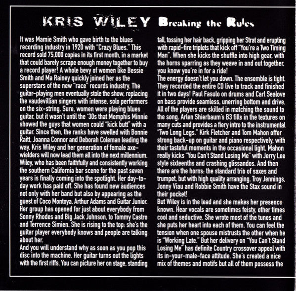 Kris Wiley : Breaking The Rules (CD, Album, Promo)