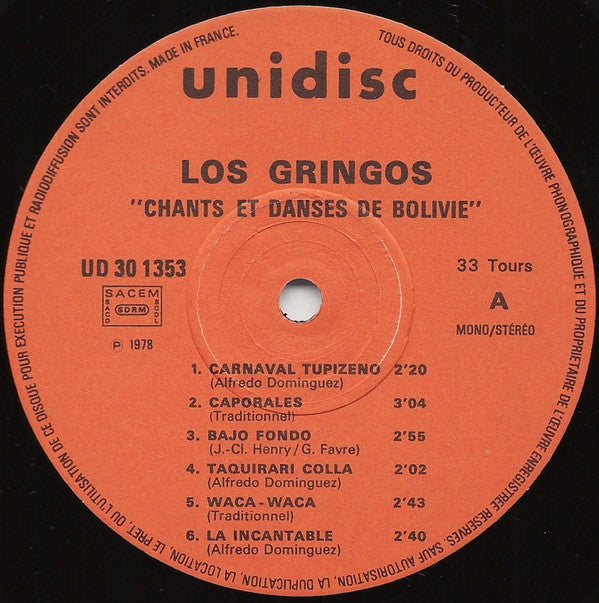 Los Gringos (4) : Chants Et Danses De Bolivie (LP)